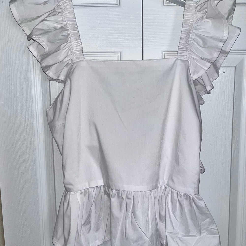 White Ruffled Sleeveless Top